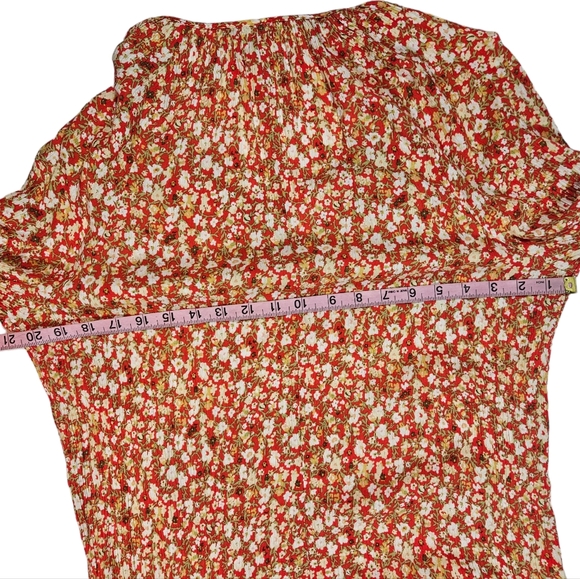 Sonoma Red Floral Print Crinkled Tiered Maxi Dress Size Large Boho Praire READ - Picture 13 of 14